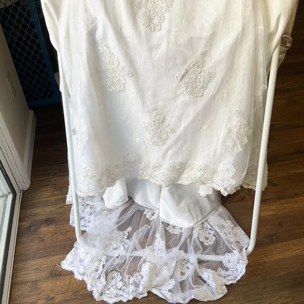 David’s Bridal Women Dress 12 White Rayon Floral A-Line SY9501 Wedding Embroided - Picture 10 of 16